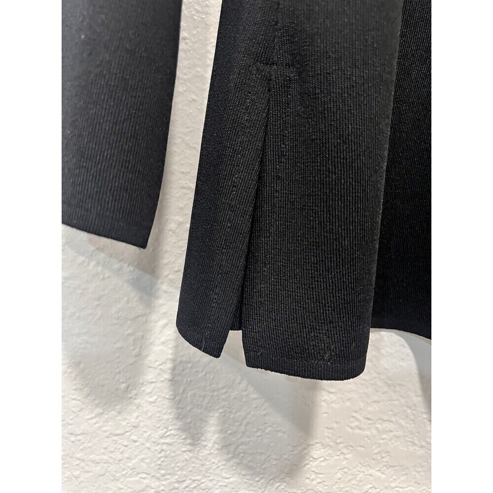 Exclusively Misook  Petite Size Small Long Open Cardigan Knit  Black Green Trim - Picture 5 of 5